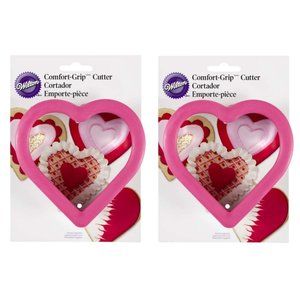 Wilton Heart Shaped Cookie Cutter Lot of 2 Comfort Grip Stainless Steel